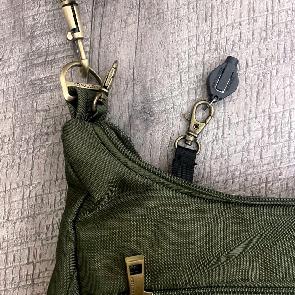Travelon Anti-Theft Classic Hobo Bag Olive Green RFID Blocking Crossbody Purse - Picture 3 of 7